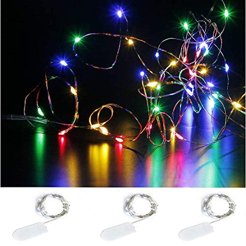 10 Sets of 3 LEDs Battery Operated Micro Wire String Silver Fairy Party Lights 