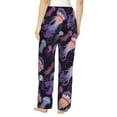thumbnail image 3 of Pajama Pants Women, Purple Blue Jellyfish Print Sweatpants Soft Sleep Lounge Pants, Casual PJ Bottoms Pants with Pockets, 3 of 5