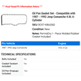 thumbnail image 2 of Oil Pan Gasket Set - Compatible with 1987 - 1992 Jeep Comanche 4.0L 6-Cylinder 1988 1989 1990 1991, 2 of 2