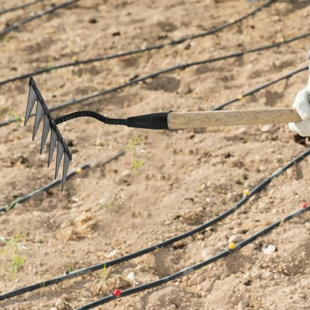 WHAMVOX Heavy Duty Durable Steel Garden Rake Tool with Handle for Weeding Soil Leveling and Lawn Set Hand Weeder Rake