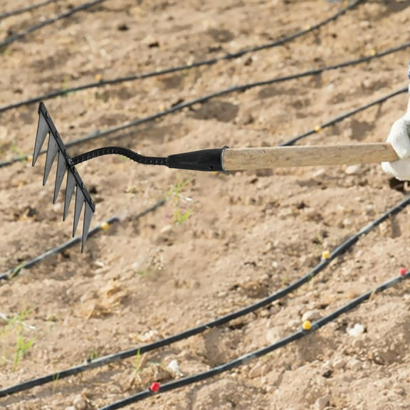 WHAMVOX Heavy Duty Durable Steel Garden Rake Tool with Handle for Weeding Soil Leveling and Lawn Set Hand Weeder Rake