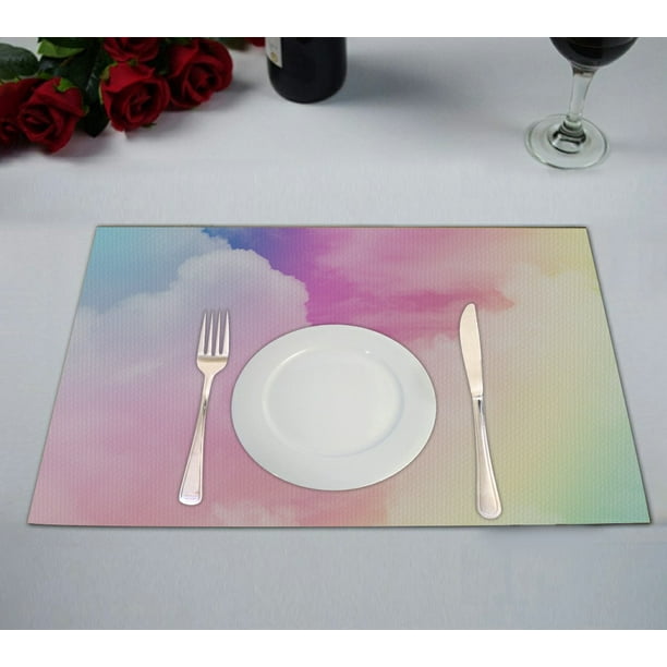ABPHQTO Cloud Pastel Colored Gradient Placemat 12x18 Inch,Set of 2