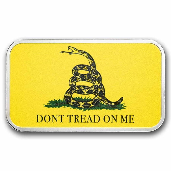 1 oz Silver Colorized Bar - "Don't Tread on Me" Gadsden Flag