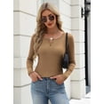 thumbnail image 3 of Zeagoo Women's Long Sleeve Henley T-Shirt Button Ribbed Knit Slim Fit Casual Basic Top Spring Fall Clothes, 3 of 7