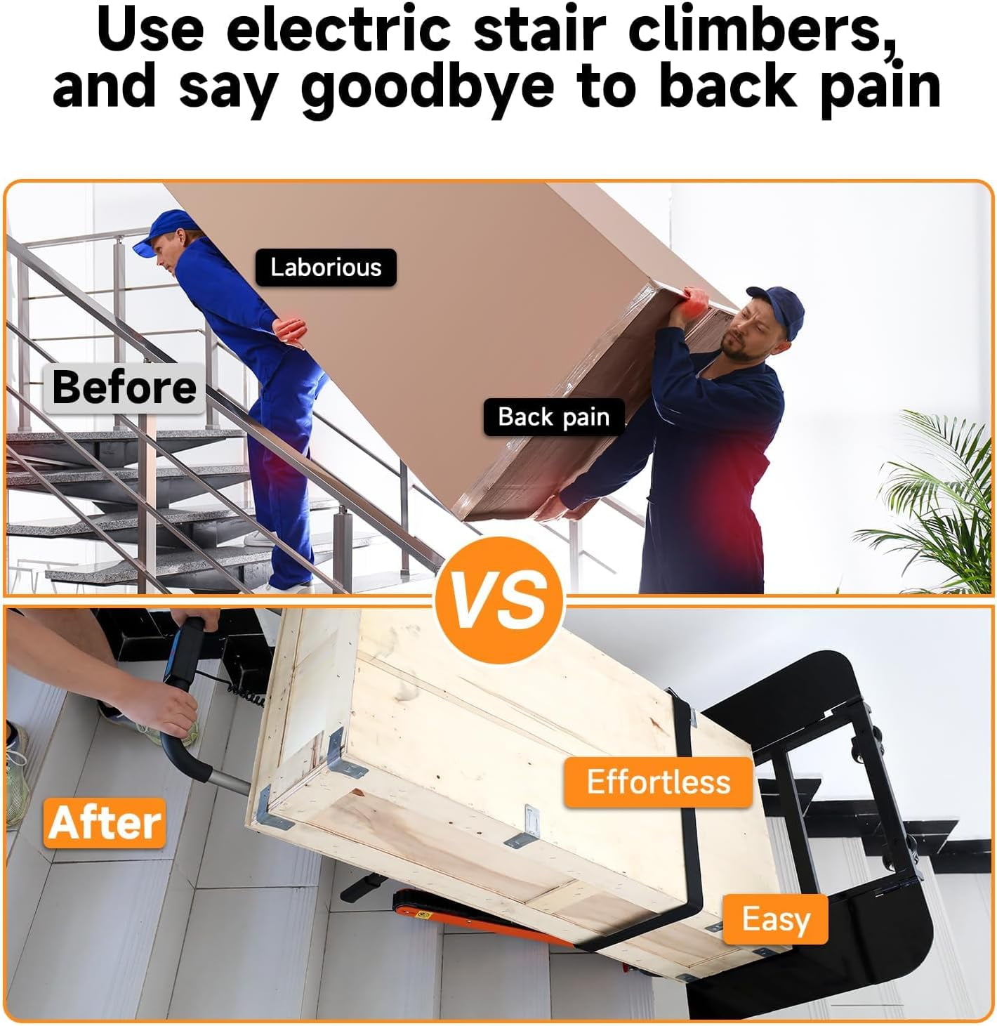 Electric Stair Climbing Hand Trucks with Removable Extension Tray, 440lbs max Load Capacity Folding Stair Climbing Dolly Takes 1500 Steps Stairs with Rubber Tracks for Easy up/Down Stairs