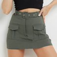 thumbnail image 4 of Sngxgn Womens Mini Skirts High Waisted Lace up Pleated Skort Skirts(Khaki,XXL), 4 of 5