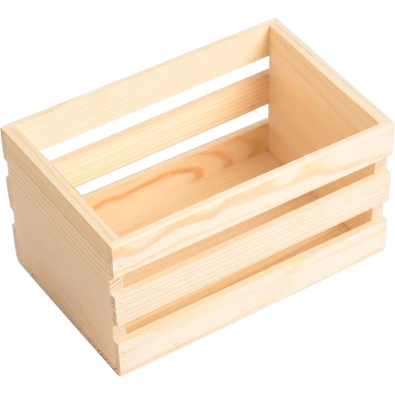 Small Pine Wood Crate, Hollow Display Box, Desktop Organizer for Stationery & Sundries