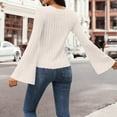 thumbnail image 4 of Daiosportswear Chandails à Manches Longues Côtelés pour Femmes, Hauts Ajustés à Col Rond en Coton, Tricot Extensible, Couche de Base Décontractée, T-Shirts de Base Beige G(L), 4 of 5