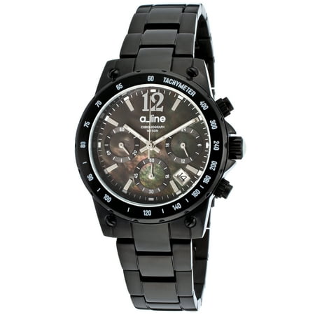 A Line 80020-Bb-11Mop Liebe Chronograph Black Ip Stainless Steel And Mop Dial Black Ip Ss Watch
