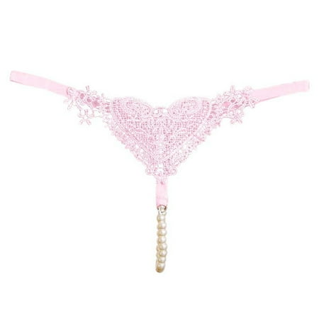 MQLKF Womens Lace Mesh Embroidery Hollow Thin Belt High Elastic Pearl Sexy Seamless Thong Underwear Breathable Flexible Cozy Women Underwear