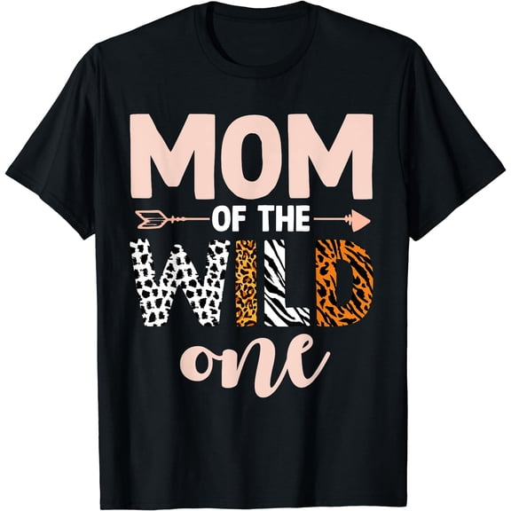 Leopard Mom Of Wild One Jungle 1st Birthday Decorations T-Shirt Black Medium