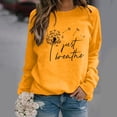 thumbnail image 3 of Feimerou Womens Long Sleeve Tops Plus Size Crewneck Graphic Sweatshirts Classic Fit Dandelion Printed Casual Pullover Top, 3 of 8