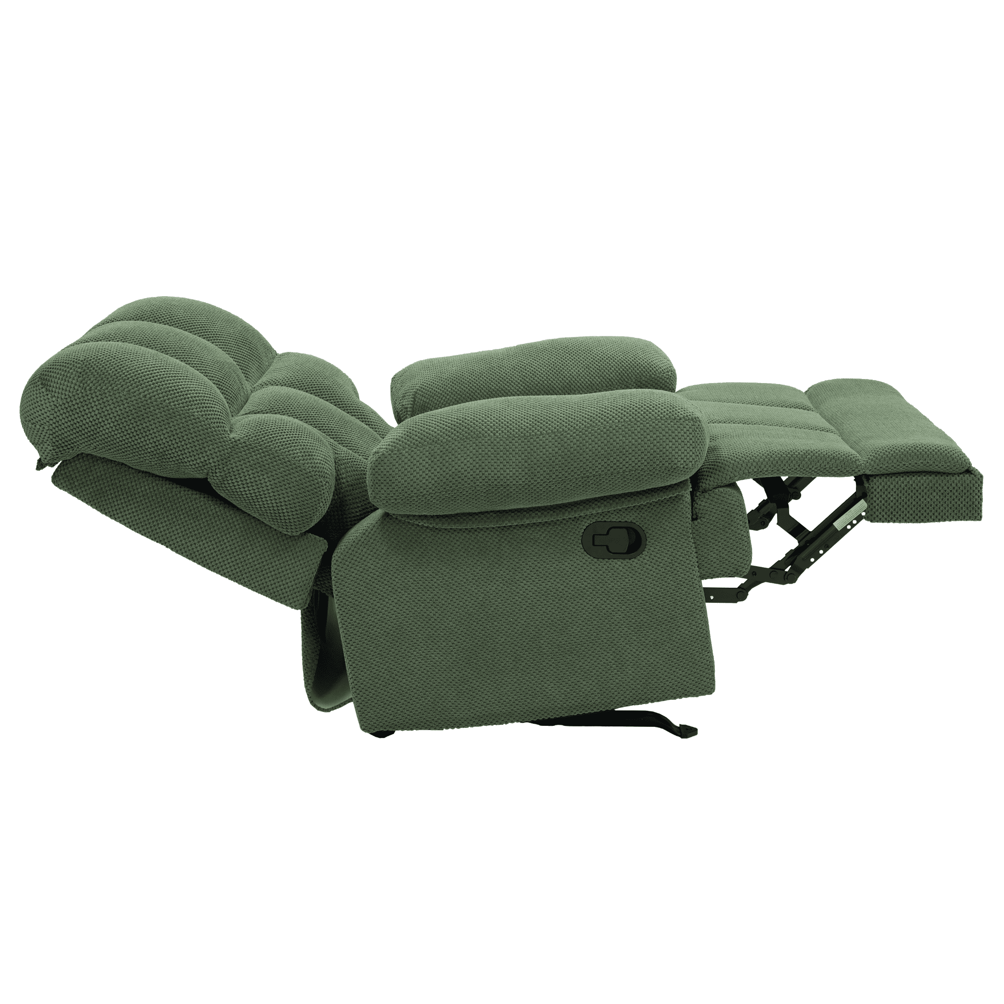 Homy Casa Manual Rocking Recliner Chair, Upholstered Lounge Seat for Nursery or Bedroom, Green