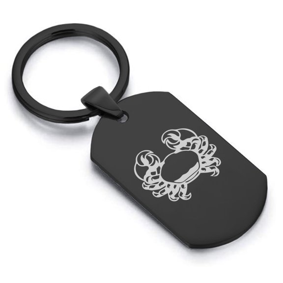 Stainless Steel Cancer Zodiac (Crab) Dog Tag Keychain Circle Ring