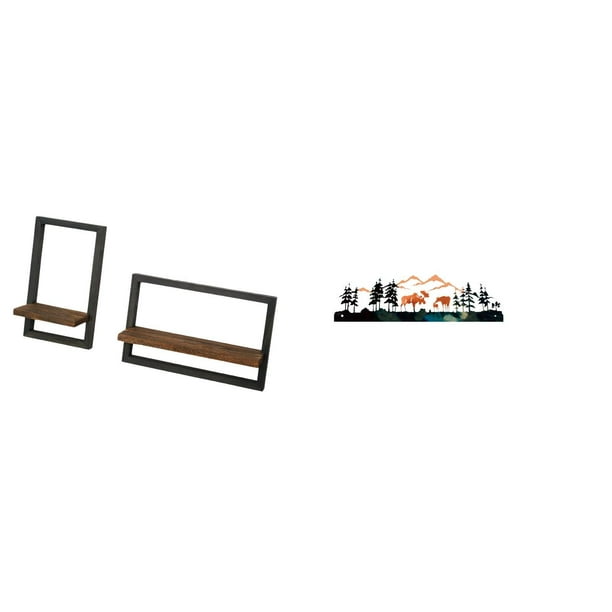 Estantes Flotantes De Madera De Estilo Rústico Moderno Y Escultura De Ciervo Para Decoración De Pared En Cocina, Oficina, Comedor, Jardín, Valla, Porche O Para Exhibición Y Almacenamiento.
