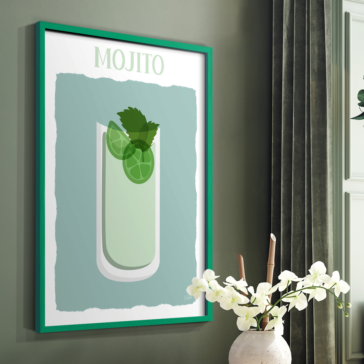 Mojito in Green Solid Wood 8 x 10 Framed Print