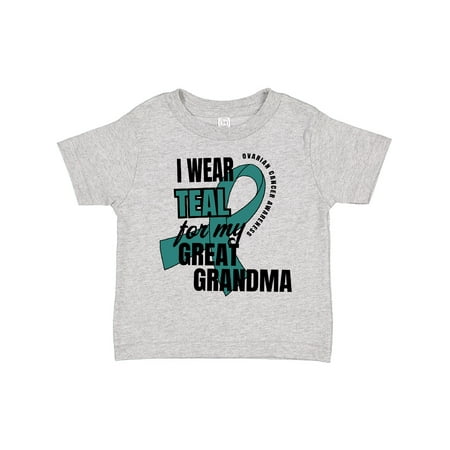 

Inktastic I Wear Teal for My Great Grandma Ovarian Cancer Awareness Gift Toddler Boy or Toddler Girl T-Shirt