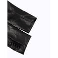 thumbnail image 5 of Women's Black And White Color Block Faux Leather Blazer Single Button Notched Lapel Contrast Trim PU Jacket Plus Size Formal Slim Fit Fashion Outerwear With Exquisite Cuff And Pocket Details, 5 of 6
