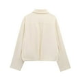 thumbnail image 3 of FRSASU Women Long Sleeve Jacket Fall Casual Zipper Lapel loose Solid Color Long Sleeved Jacket Top Beige, 3 of 7