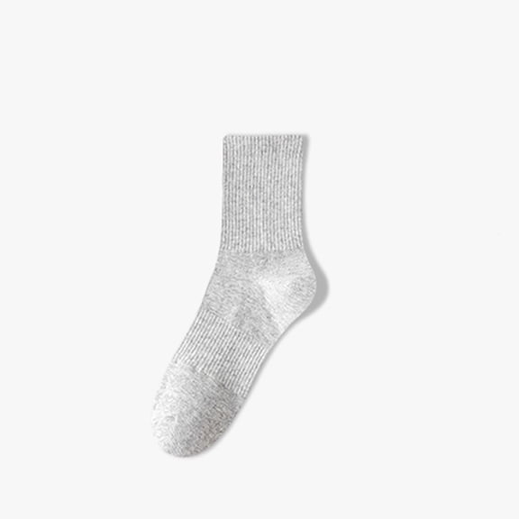 Noric 5 Pairs Women's Solid Ribbed Crew Socks Elastic Mid Calf Knitted Casual Socks Breathable Daily Basic Socks