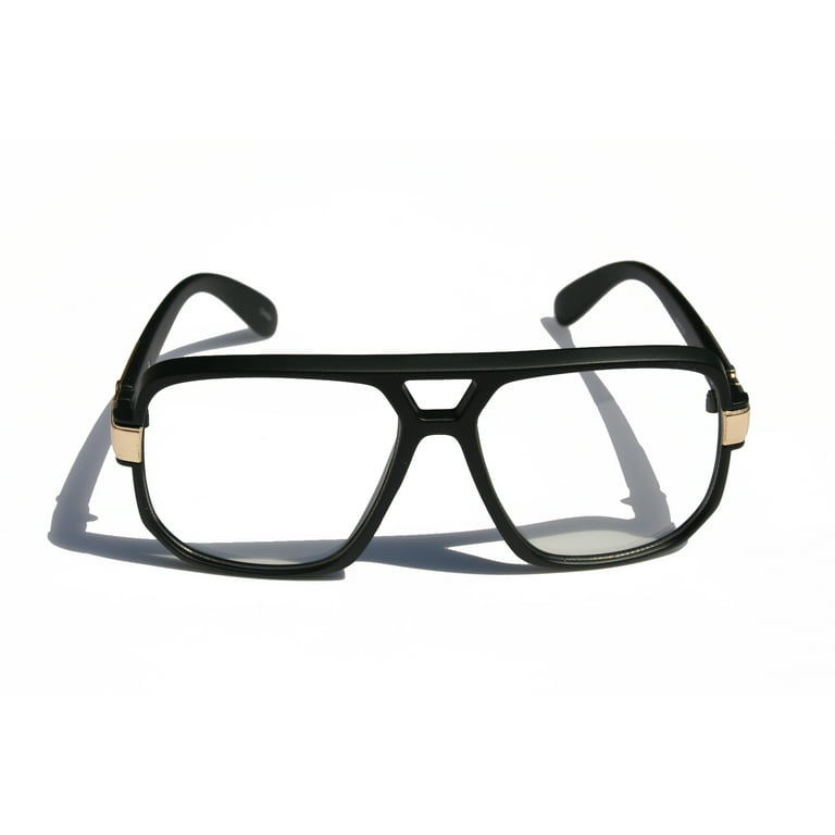 V.W.E. Classic Square Frame Plastic Flat Top Aviator Glasses /w Metal  Trimming and Sunglasses 