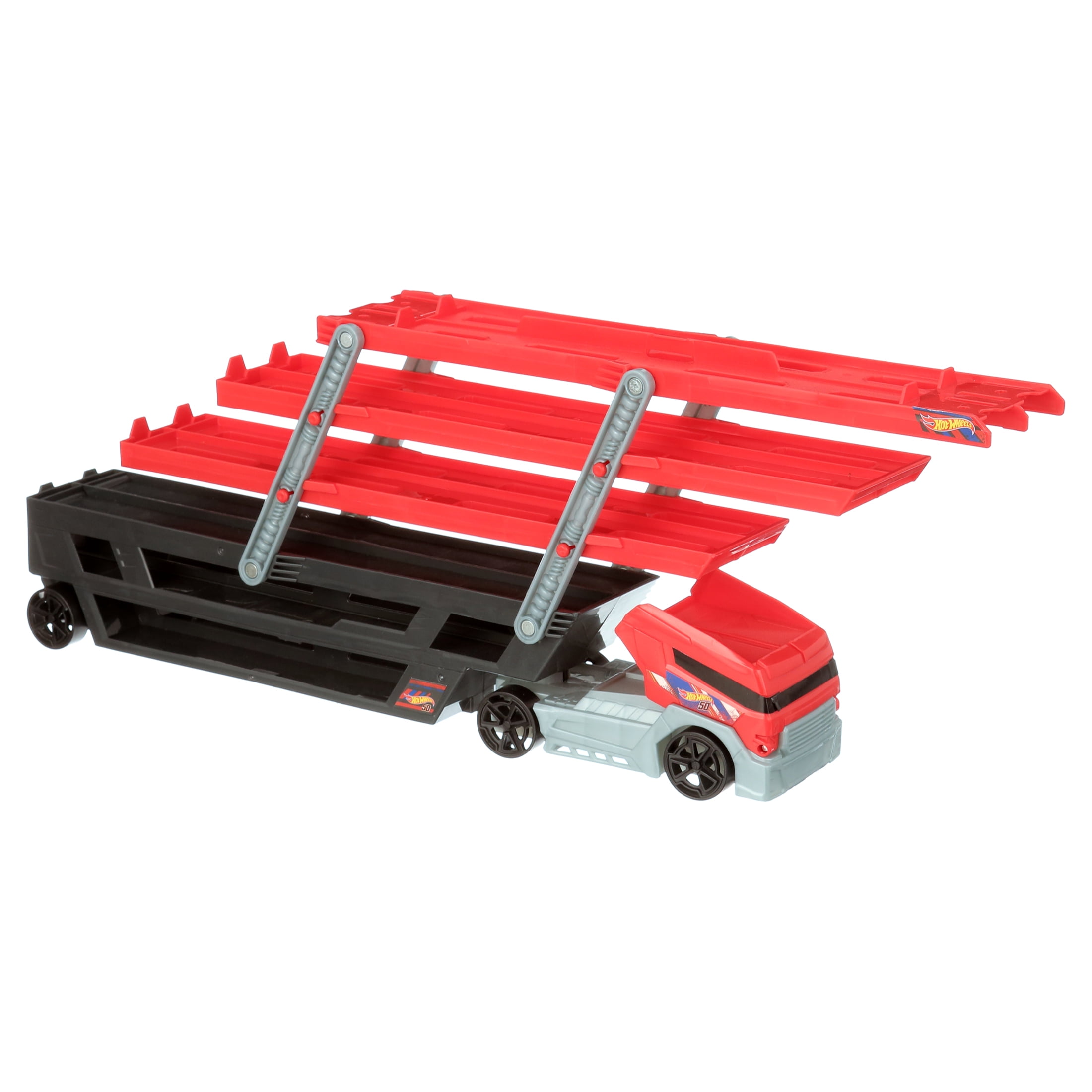 Hot Wheels Mega Hauler and 4 Cars Set, Mega Hauler Truck-4 Cars