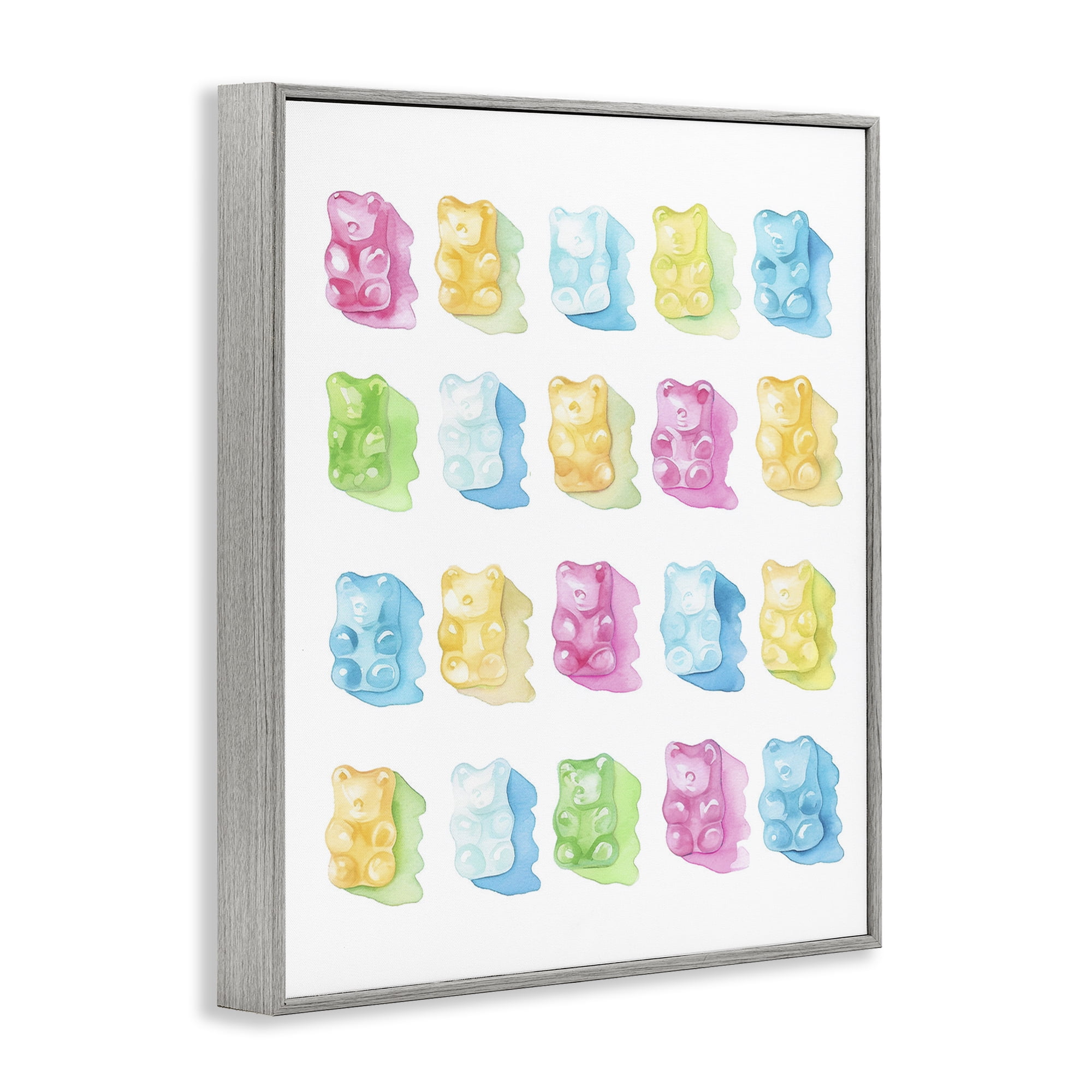 Pastel Candy Bears Collection Gray Framed Giclee Art, design by Lil' Rue