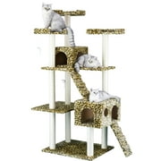 Angle View: Go Pet Club 72-in Cat Tree & Condo Scratching Post Tower, Brown