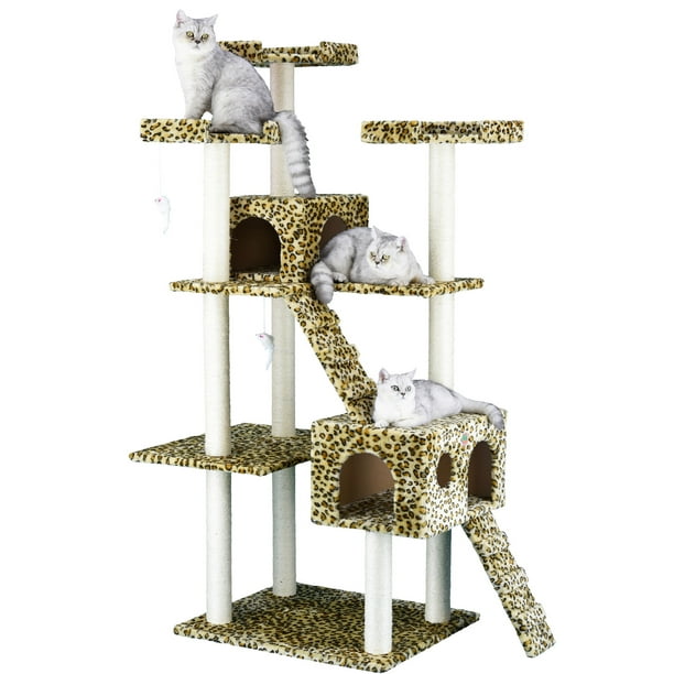 Go Pet Club 72in Cat Tree & Condo Scratching Post Tower, Brown