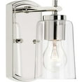 thumbnail image 5 of Progress Lighting Adley 1-Light Bath Wall Light, Brushed Nickel, Clear Glass Shade, 5 of 15