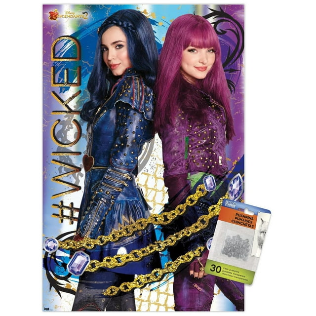 Disney Descendants 2 - Wicked Wall Poster, 14.725" x 22.375" Framed