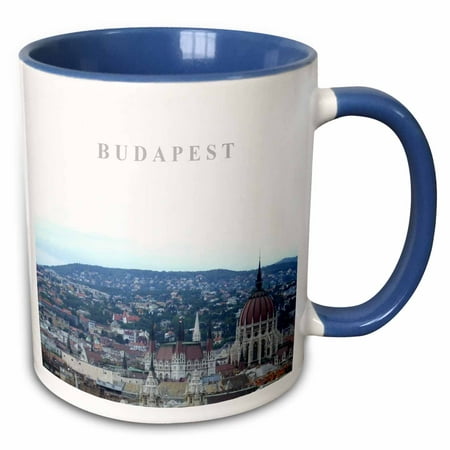 3dRose Budapest city - Hungary - Travel photography - Hungarian Parliament Building - Houses of Parliament - Two Tone Blue Mug,