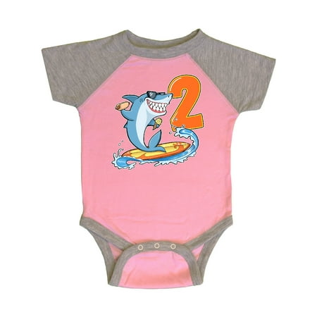 

Inktastic Second Birthday Surfing Shark with Hot Dog and Ice Cream Gift Baby Boy or Baby Girl Bodysuit