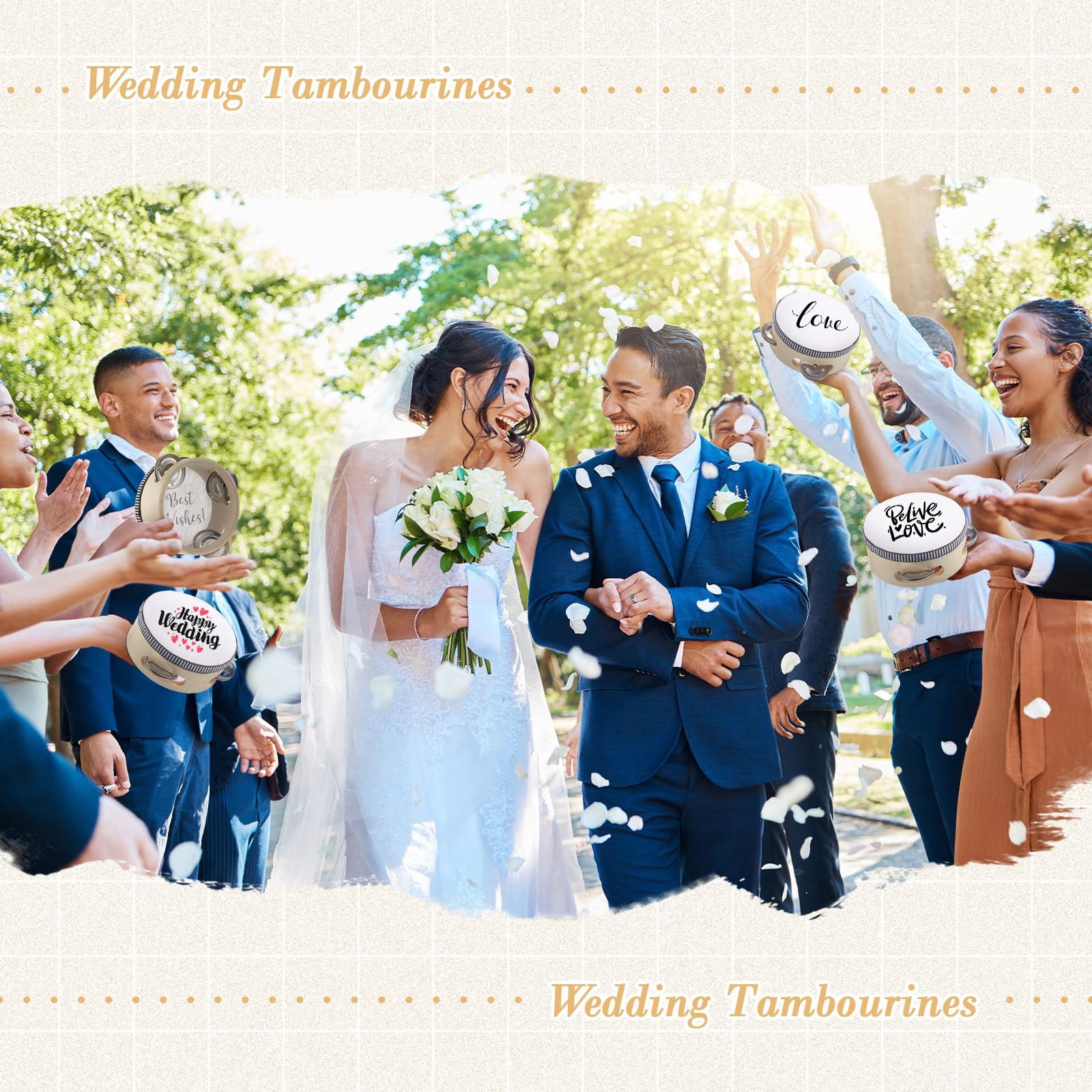 12 Pcs Tambourine Drum Bulk For Adults Hand Held Percussion Gift Operation Christmas Items Wood Metal Jingles Musical Educational Instrument Church Wedding Party Games(white)