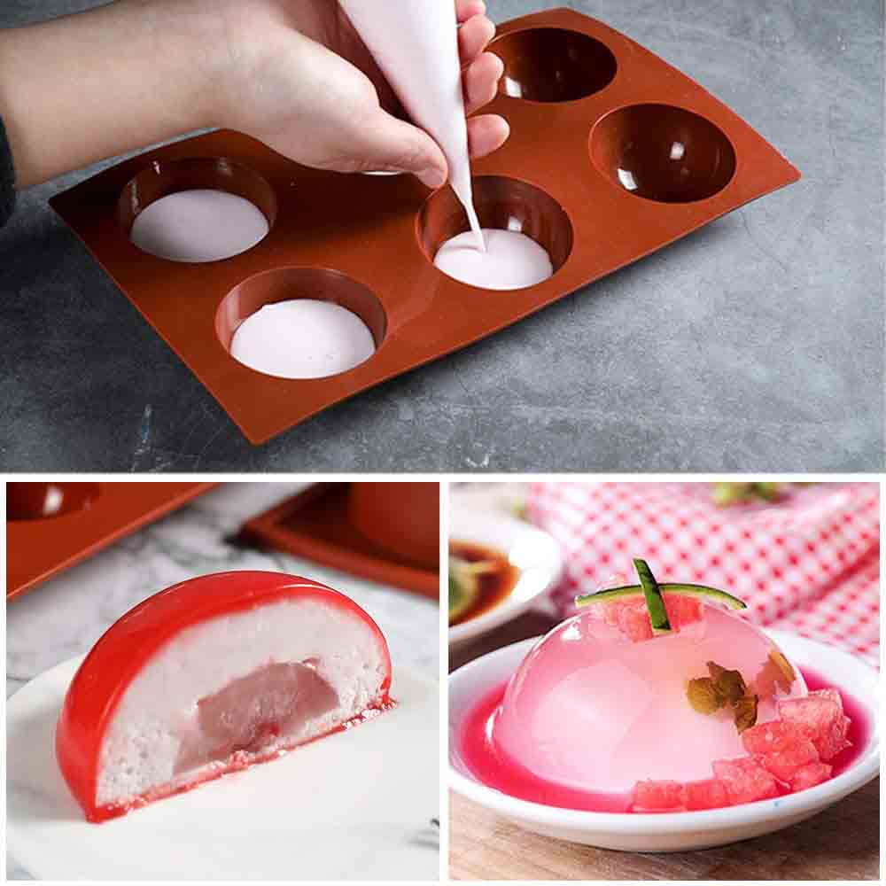 Pudding Cake Medium Semi Sphere Silicone Mold,BUSOHA 3 Pack 6 Holes Half Sphere Silicone Pastry /& Baking Mold for Making Chocolate Handmade Soap Dome Mousse Jelly