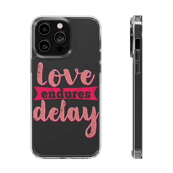 DistinctInk Clear Case for Apple iPhone 15 PRO (6.1" Screen) - Love Endures Delay