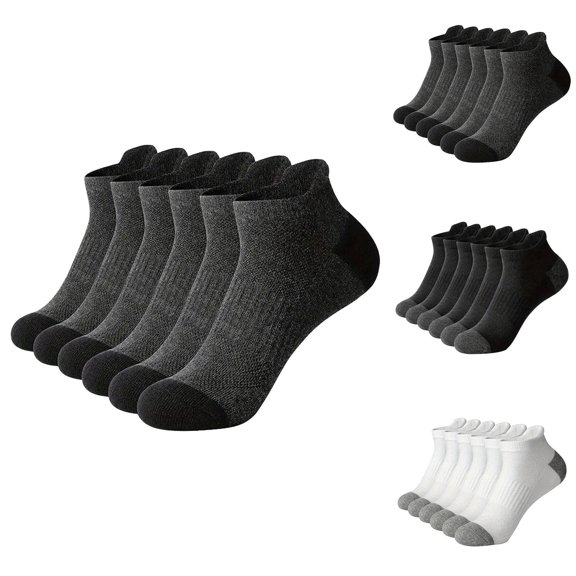 WHEANG 6 Pairs Breathable Mesh Ankle Socks for Men Women Daily Wear Casual Low Cut Short Socks Sweat-Wicking Sports Socks Cushioned Running Socks(Color White One Size)