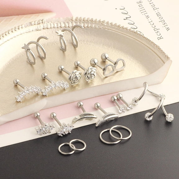 CUTICATE 10 Pairs Tiny Stud Earrings Set Disc Ball Small Flat Back Earrings Stainless Steel Barbell Earrings Set