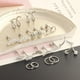 thumbnail image 3 of 10 pares de pequeños pendientes de acero inoxidable con forma de bola de cristal y aro infinito para mujer. Plata, 3 of 4