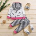 thumbnail image 4 of SDJMa Baby Boys' Short-Sleeve Bodysuit Toddler Kids Baby Hooded Cartoon Letter Print Tops+Stripe Pants Set, 4 of 9