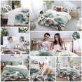 thumbnail image 5 of 3 Piece Teal Blue Floral Duvet Cover Set Full Size,Microfiber Comforter/Quilt Cover with Corner Ties and 2 Pillowcases,Vintage Rustic Botanical Beige Wooden All Season Bedding with Zipper Closure, 5 of 8
