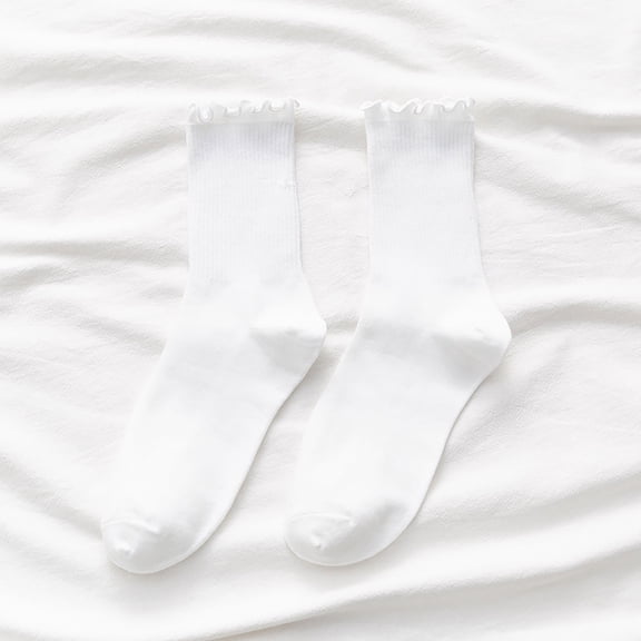 Harpily Clearance Women's Value, Low Cut Soft Moisture-Wicking Socks 5pc Ruffle Cuff Casual e And Comfortable Knitted Ruffled For All Seasons Women's Ankle Cotton Socks