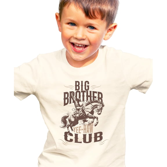 Big Brother Club Shirt for Boys Western Cowboy Yee Haw Sibling Announcement Rodeo Tee Natural Shirt 18 Months