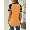 thumbnail image 6 of TEMOFON Summer Short Sleeve Tops for Women Color Block Casual Tunic Crew Neck Cute Striped T Shirts Orange, 6 of 6