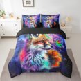thumbnail image 2 of Fox Print King Comforter Set 7-Piece Woodland Wildlife Bedding Comforter Sets, Cartoon Animal Bed in a Bag Mystic Galaxy Nebula Bedding Set, Rainbow Butterfly Bed Sheets Set, 2 of 6