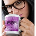 thumbnail image 2 of 3drose, Hot Pink Mosaic Dragonfly, 11oz Two-tone Black Mug, 2 of 6