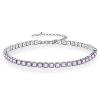 PYNZY Adjustable Tennis Chain Link Bracelet ,Dainty 3mm Purple Amethyst Bracelets for Women Jewelry Gifts