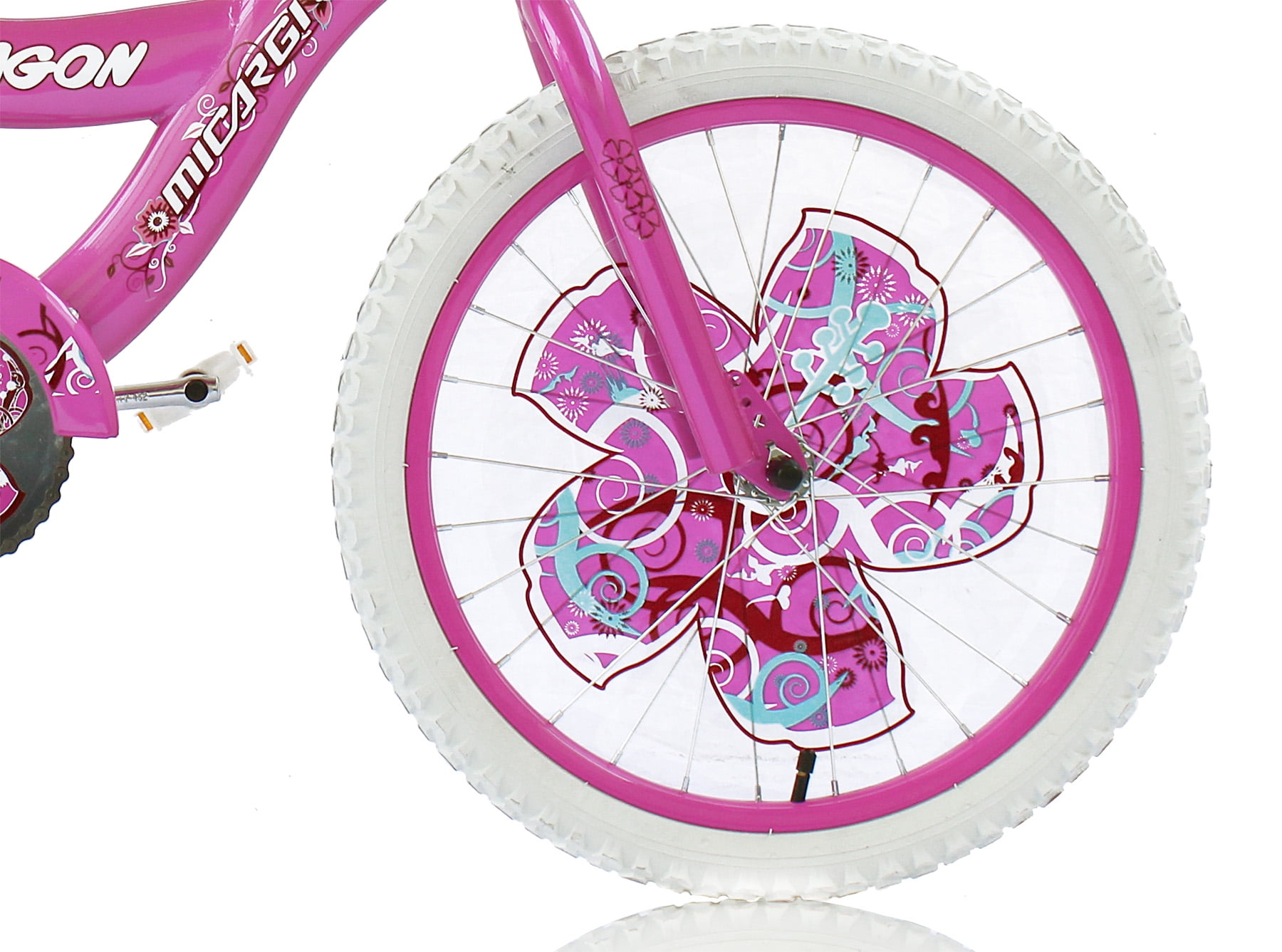 Wonder Wheels 20 In. Girl's BMX S-Type Frame Bicycle Coaster Brake One Piece Crank Pink Rims White Tire Kid's Bike – Pink