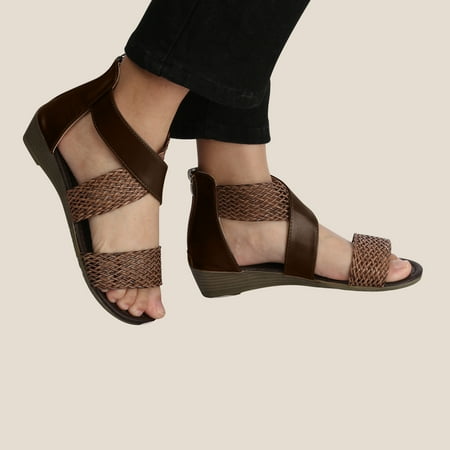 

Floenr Womens Sandals Flip Flops for Women Summer Ladies Women Vintage Woven Wedge Heel Shoes Fashion Casual Beach Sandals