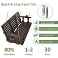 thumbnail image 6 of Fortune Candy 3-Seater Wooden Porch Swing with Cup Holders, Heavy Duty 880 lbs, Deep Brown-5ft, 6 of 8